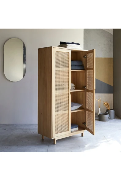 One Design Ahşap Masif Hazeran 2 Kapaklı Dolap Gardırop