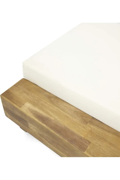 Varsthree Modern Akasya Ahşap Şezlong Ve Minder Seti Ayarlanabilir Suya Dayanıklı Kumaş 2'Li Set - 5