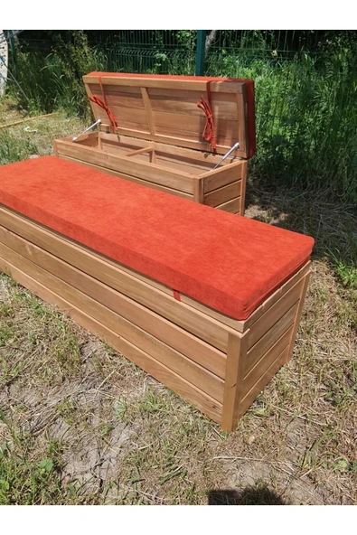 Buğlem Sağlam Lüks Ahşap Bahçe Sandık Sedir (150X45X45) Kalın Ahşap Bahçe Depolama - Resim 4
