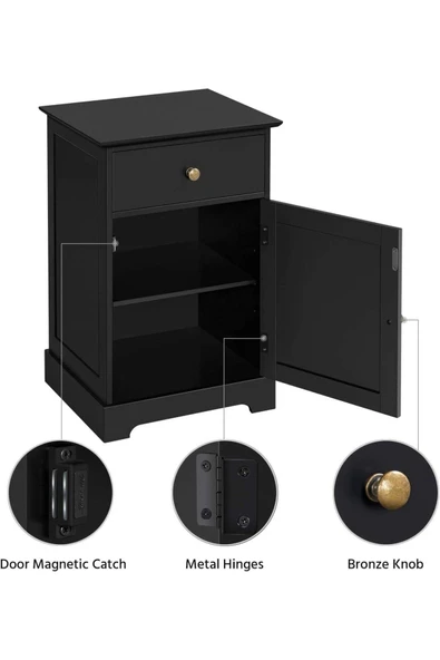Varsthree 2'Li Komodin Seti - Slatted Kapılı Ahşap, Çekmeceli Ve Dolaplı Sehpalar - 5