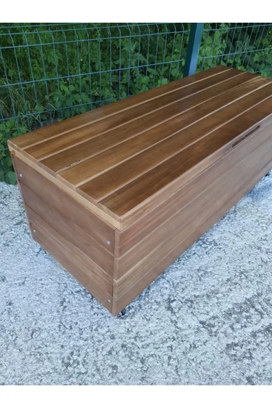 Buğlem Sağlam Lüks Ahşap Bahçe Dolabı (120X45X45) Ahşap Bahçe Sandığı Sediri - Resim 2