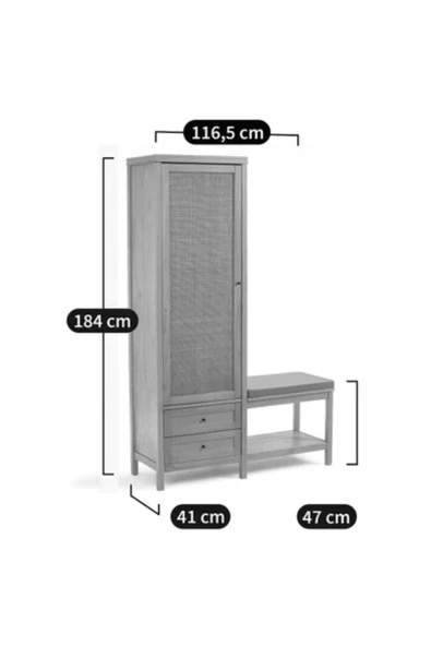 One Design Doğal Masif Ahşap Portmanto 185Cm - 3