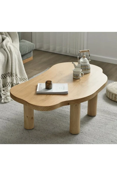 One Design Masif Çam Ahşap Sehpa, Doğal Ahşap Orta Sehpa - Resim 2