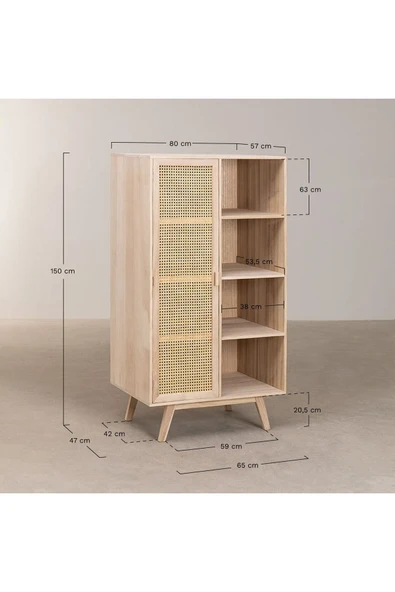ŞafakMobilya Ahşap Tek Hazeran Kapaklı Modern Gardrop Dolap - 3