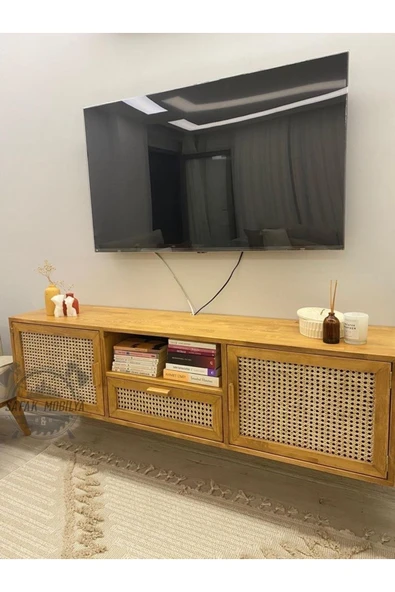 ŞafakMobilya Ahşap doğal hazeranlı çam masif tv ünitesi