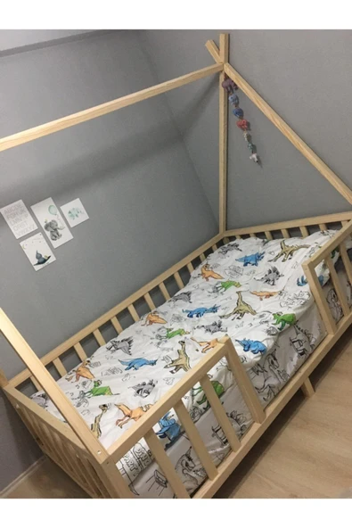 Ahşap Organik Doğal Montessori Yatak Bebek Çocuk Karyolası - 2
