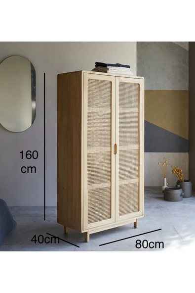 One Design Ahşap Masif Hazeran 2 Kapaklı Dolap Gardırop - 3