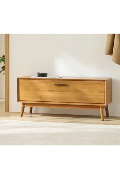 One Design Masif Ahşap Kapaklı Sandık & Ayakkabılık - Resim 3