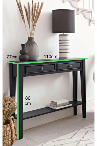 One Design Dresuar Ahşap Dresuar Konsol Masif Konsol Dresuar 86X110X27 - 3