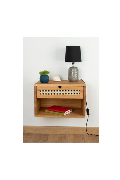2K Wood Design Ahşap Duvara Monte Raflı Komodin - 3