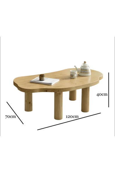 One Design Masif Çam Ahşap Sehpa, Doğal Ahşap Orta Sehpa - Resim 3