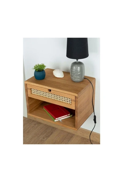 2K Wood Design Ahşap Duvara Monte Raflı Komodin - 2