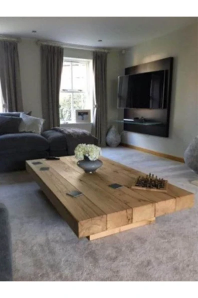 No One Est 2020 Ahşap Gemisi Masif Tasarım Kütük Orta Sehpa ürün görseli