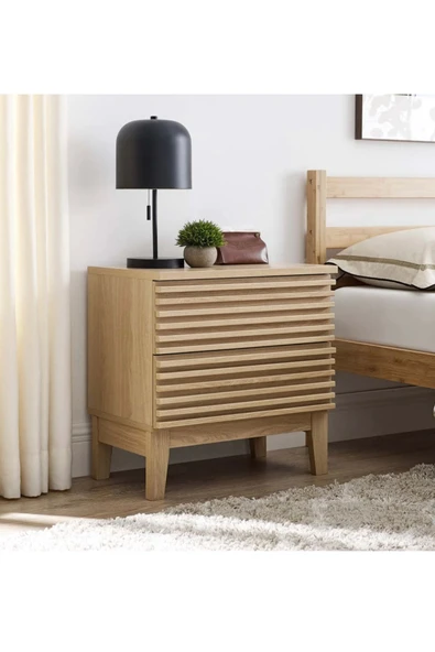 One Design Komodin 2 Adet Ahşap Masif Komodin 2’Li Komodin - 4