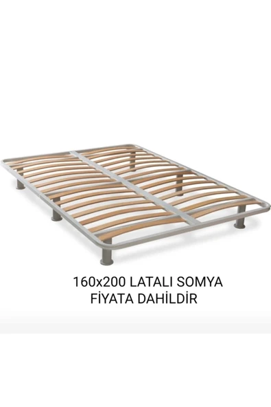 Masifart Frame Çift Kişilik Karyola Latalı Somya - 3