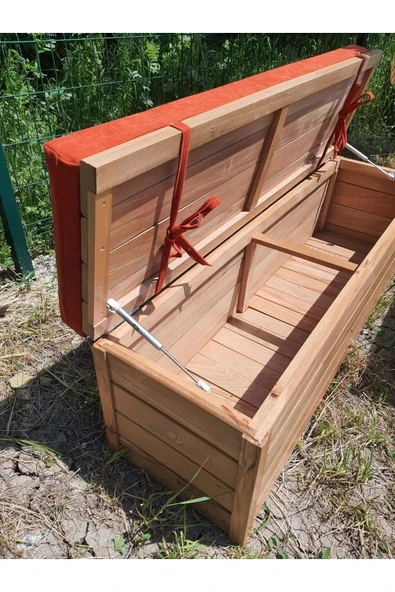 Buğlem Sağlam Lüks Ahşap Bahçe Sandık Sedir (120X45X45) Kalın Ahşap Bahçe Depolama - Resim 2