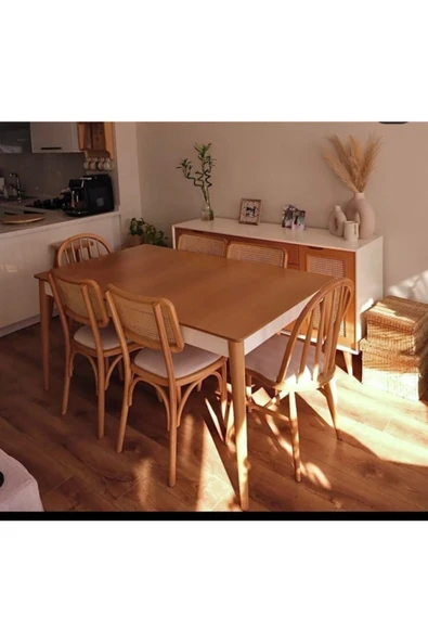 CLK Ahşap Yemek Masası 6 Kişilik Konsol Tv Ünitesi Orta Sehpa Ahşap Takım