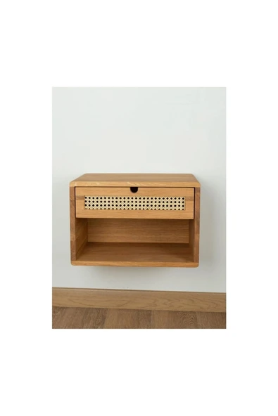 2K Wood Design Ahşap Duvara Monte Raflı Komodin