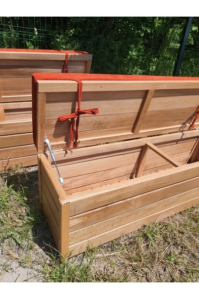 Buğlem Sağlam Lüks Ahşap Bahçe Sandık Sedir (100X45X45) Kalın Ahşap Bahçe Depolama - Resim 8