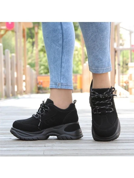 Mp 251-305Zn Siyah Kalın Taban Kadın Sneaker Spor Ayakkabı - 2