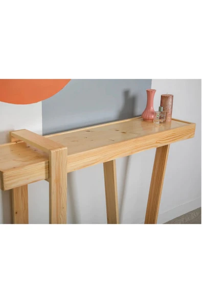 One Design Dresuar Ahşap Dresuar Ağaç Masif Dresuar Konsol 85X100X32 - 2
