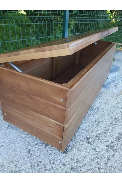 Buğlem Sağlam Lüks Ahşap Bahçe Dolabı (140X45X45) Ahşap Bahçe Sandığı Sediri - 8