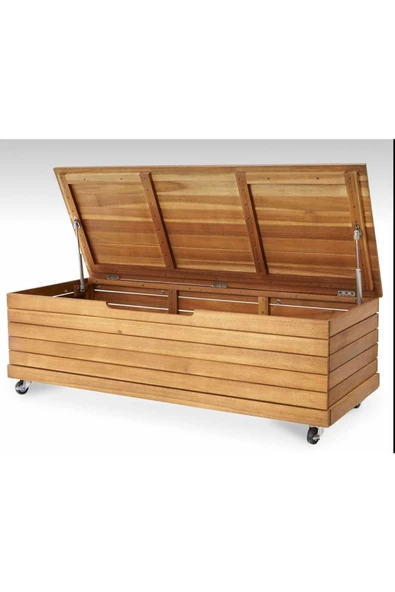 BUĞLEM Wood Garden (160x45x45 cm )  Tik  Ahşap Bahçe Dolabı Sandığı Sediri