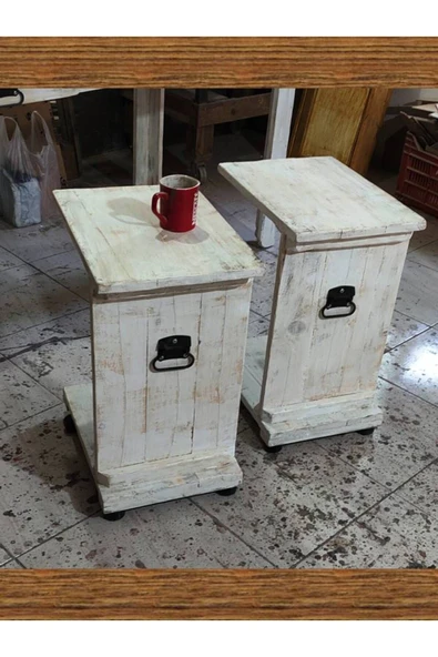 BALIKESİR ADA SANAT C Sehpa Ahşap Eskitme Retro Consept - Resim 5