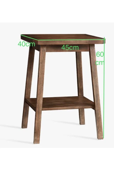 One Design Ahşap Ceviz Yan Sehpa Koltuk Yan Sehpa Doğal Ahşap Sehpa - Resim 2