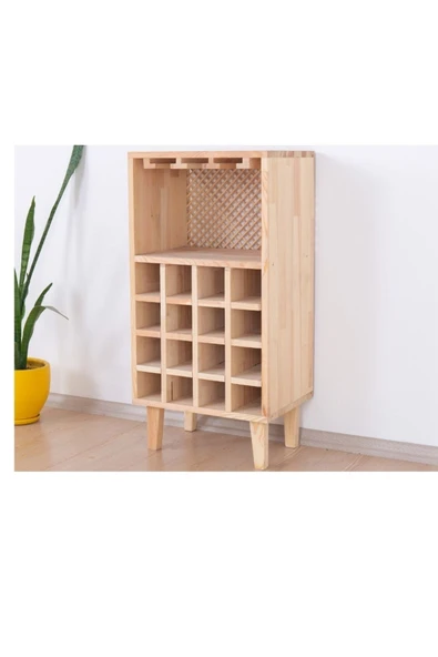 2K Wood Design Ahşap Açık Model Bar Dolabı İçki Standı - 2