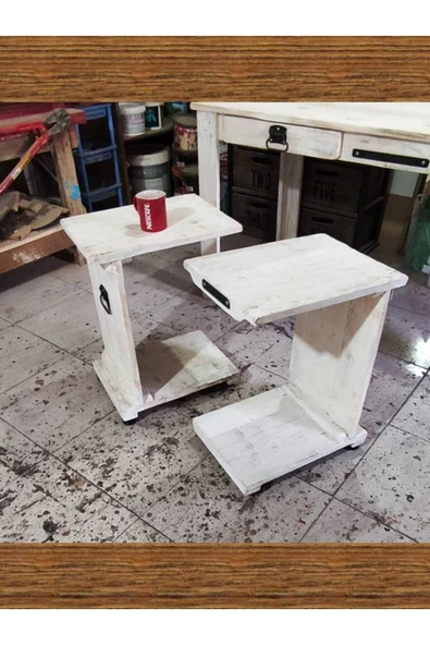 BALIKESİR ADA SANAT C Sehpa Ahşap Eskitme Retro Consept - Resim 4