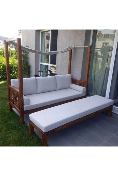 Oduns Bahçe Balkon Teras Ahşap Puflu Sedir - 3