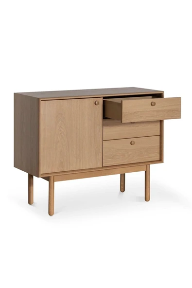 One Design Ahşap Konsol 105Cm Kapaklı Raflı Ve 3 Çekmeceli Konsol - 4