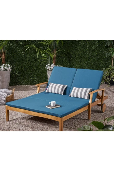 Buğlem Lüks 120X200Cm Wood Mınder Renk Tercıhlı Bahçe Yatağı,Ahşap Şezlong Iki Kişilik - 2