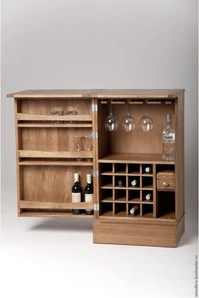Şafakmobilya Ahşap Tek Kapaklı Mini Bar Dolabı