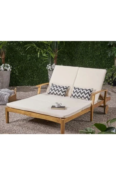 Buğlem Ultra Geniş 160X200Cm Ahşap Bahçe Yatak Şezlong