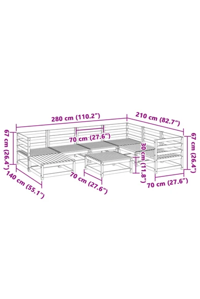 Rhiahome 8 Parça Bahçe Kanepe Takımı Ahşap Çam - 4