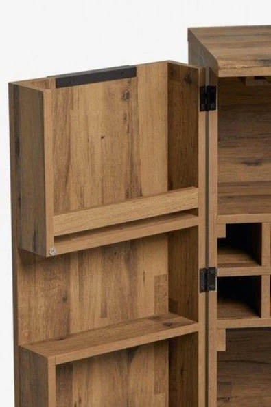 Nıdage Woodteks Ahşap Şaraplık - Içki Dolabı - Çok Amaçlı Erzak Dolabı - 3
