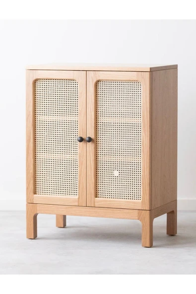 One Design Oyuncak Dolabı Hasır Kapaklı Ahşap Oyuncak Dolabı Ahşap Dolap