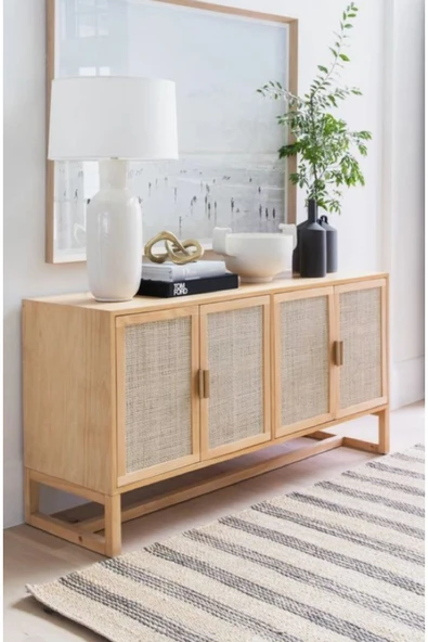 One Design Yemek Odası Konsol Hasır Konsol Hazeran Konsol Ahşap Masif Konsol - 1