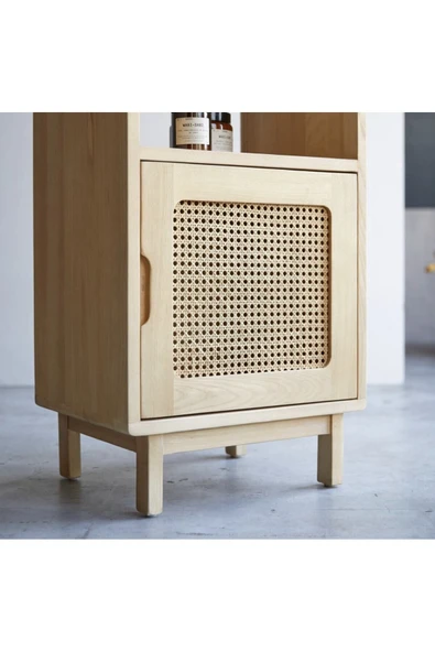 One Design Masif Ahşap Çok Amaçlı Dolap Hazeran 2 Kapaklı Ve Açık Raflı Masif Dolap - 3