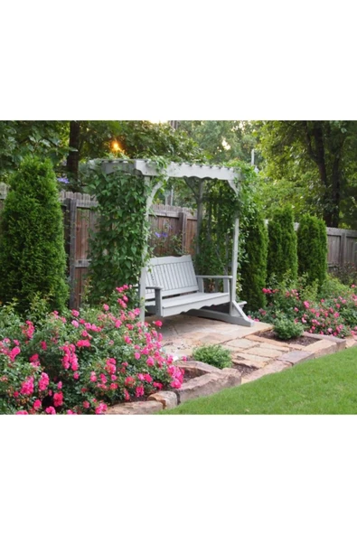 BUĞLEM Lüks Antrasit Minderli Pergole Ahşap Bahçe Salıncak - 2