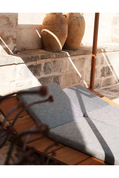 Passion UCTOS    2 Kişilik Ahşap Dekoratif Şezlong Dış Mekan Perdeli Havuz Başı Çatılı Daybed Şezlong - 6