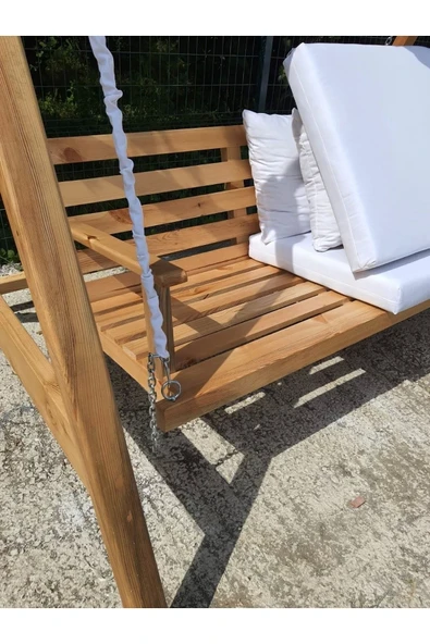 Buğlem Berzbuğ Wooden Kurdale Salıncak 140 Cm Minderli Bahçe Teras Balkon - 4