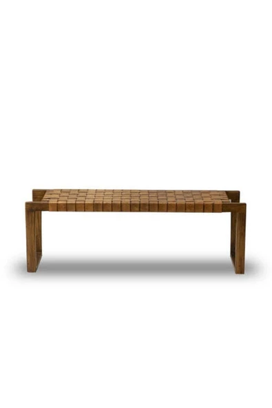 NAPOLYON Doğal Ahşap Gerçek Deri Bench - 3