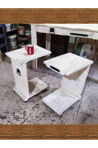 BALIKESİR ADA SANAT C Sehpa Ahşap Eskitme Retro Consept - Resim 3