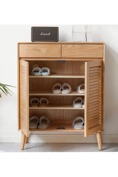 One Design 2 Kapaklı Ahşap Dolap Ahşap Lüks Ayakkabılık Ahşap Mutfak&Banyo&Hol Dolap Vestiyer