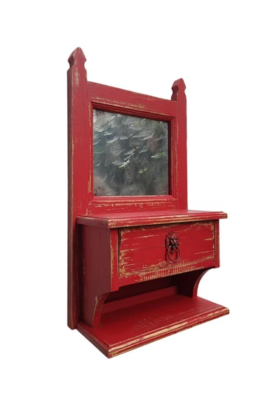 Vintage House Ahşap Vintage Duvar Dekoru, Eskitme Aynalı Dolap, Rustik Çekmeceli Ayna Çerçevesi, Retro Dresuar - 4