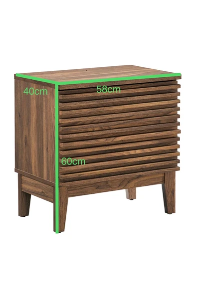 One Design Komodin 2 Çekmeceli Ahşap Komodin 2 Çekmeceli Pikap Sehpası - 3