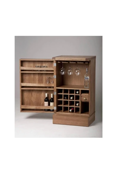 2k wood design Ahşap Tek Kapak Bar Dolabı